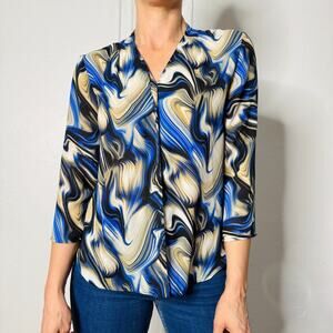 2000s Sami & Jo Marbled Blouse Size S‎